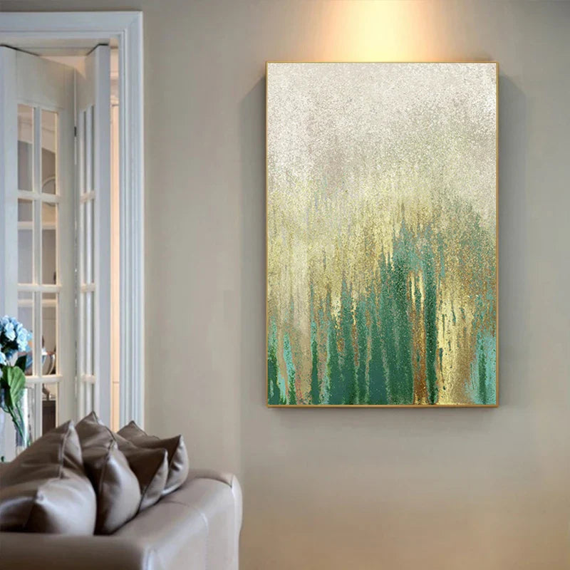 Grün Beige Goldene Abstrakte Wandkunst Feine Kunst Leinwand Drucke Bilder Für Modernes Apartment Wohnzimmer Esszimmer Kunst Dekor | Karnz