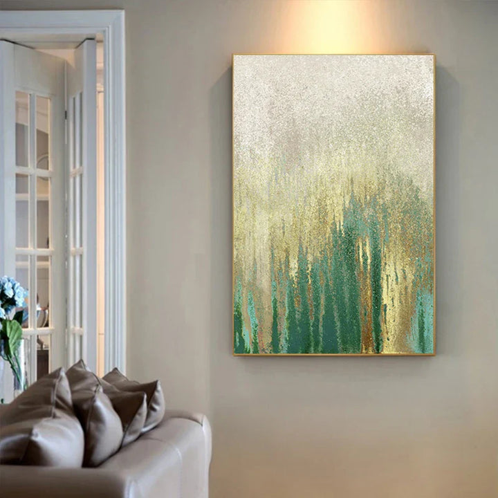 Grün Beige Goldene Abstrakte Wandkunst Feine Kunst Leinwand Drucke Bilder Für Modernes Apartment Wohnzimmer Esszimmer Kunst Dekor | Karnz