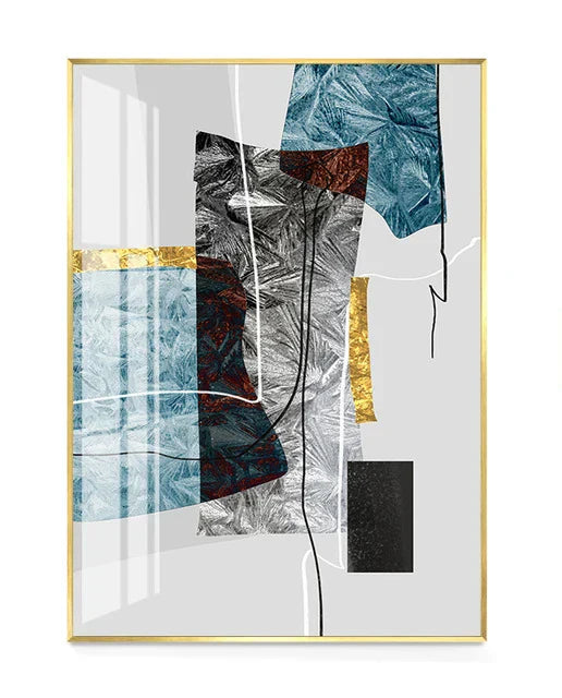 Abstrakte Minimalistische Blaue Nordische Eis Geometrische Wandkunst Fine Art Leinwanddrucke Poster Bilder Für Moderne Wohnung Wohnzimmer Kunst Dekor | Karnz