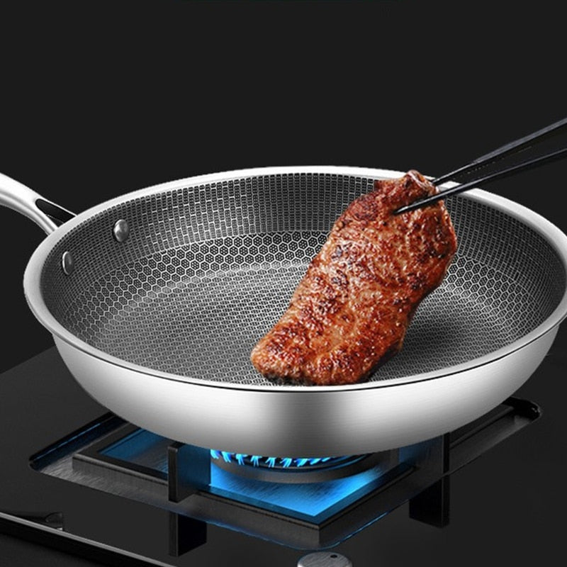 Hochwertige Edelstahl-Bratpfanne mit Antihaft-Pixel-Technologie – Perfekt für gesundes Braten
