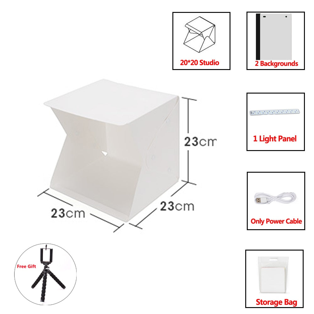 Mini Foto Studio - Faltbare Lichtbox mit LED | Karnz