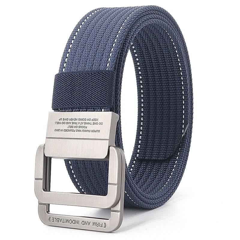 Unisex-Canvas-Gürtel – Doppelte Metallringschnalle, verstellbar