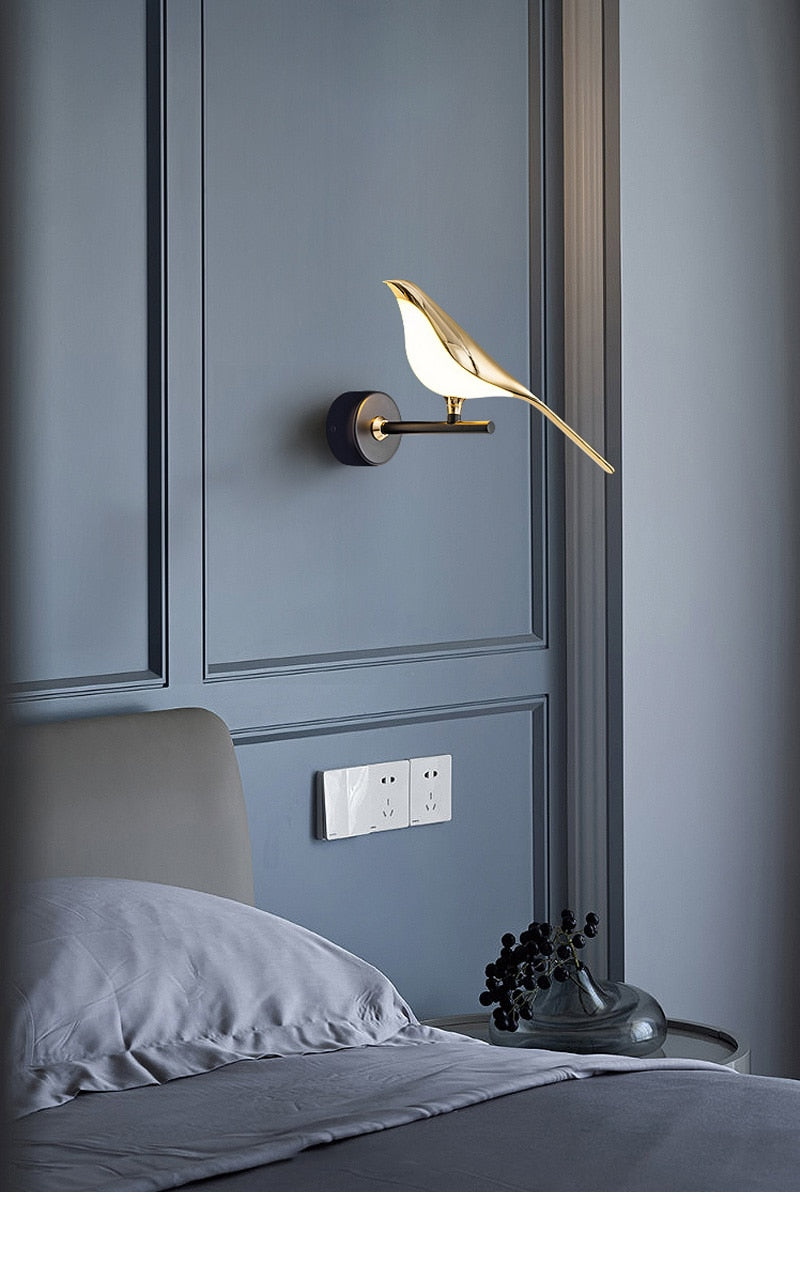 Goldene Vögel Wandlampe