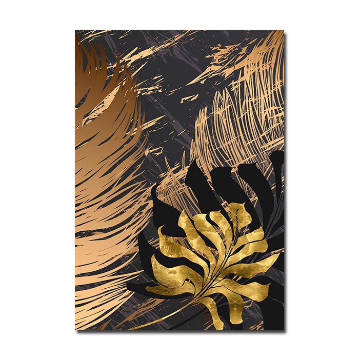 Nordic Tropical Gold Leaves Abstract Wall Art Posters Fine Art Canvas Prints Pictures Für Modern Apartment Wohnzimmer Dekor
