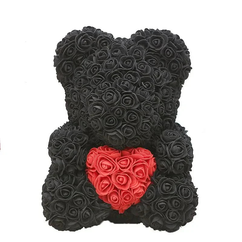 Rosen-Teddybär mit handgefertigten Schaumstoffrosen – 40 cm