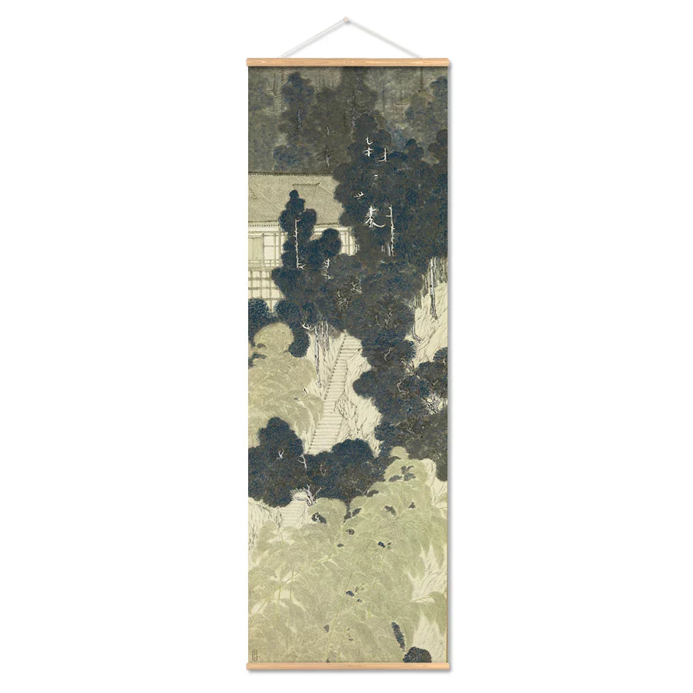 Japanische Ou-Mi Ukiyoe Scroll Druck Poster Landschaft Wandkunst Bilder Wohnzimmer Vintage Malerei Bauernhaus Wohnkultur