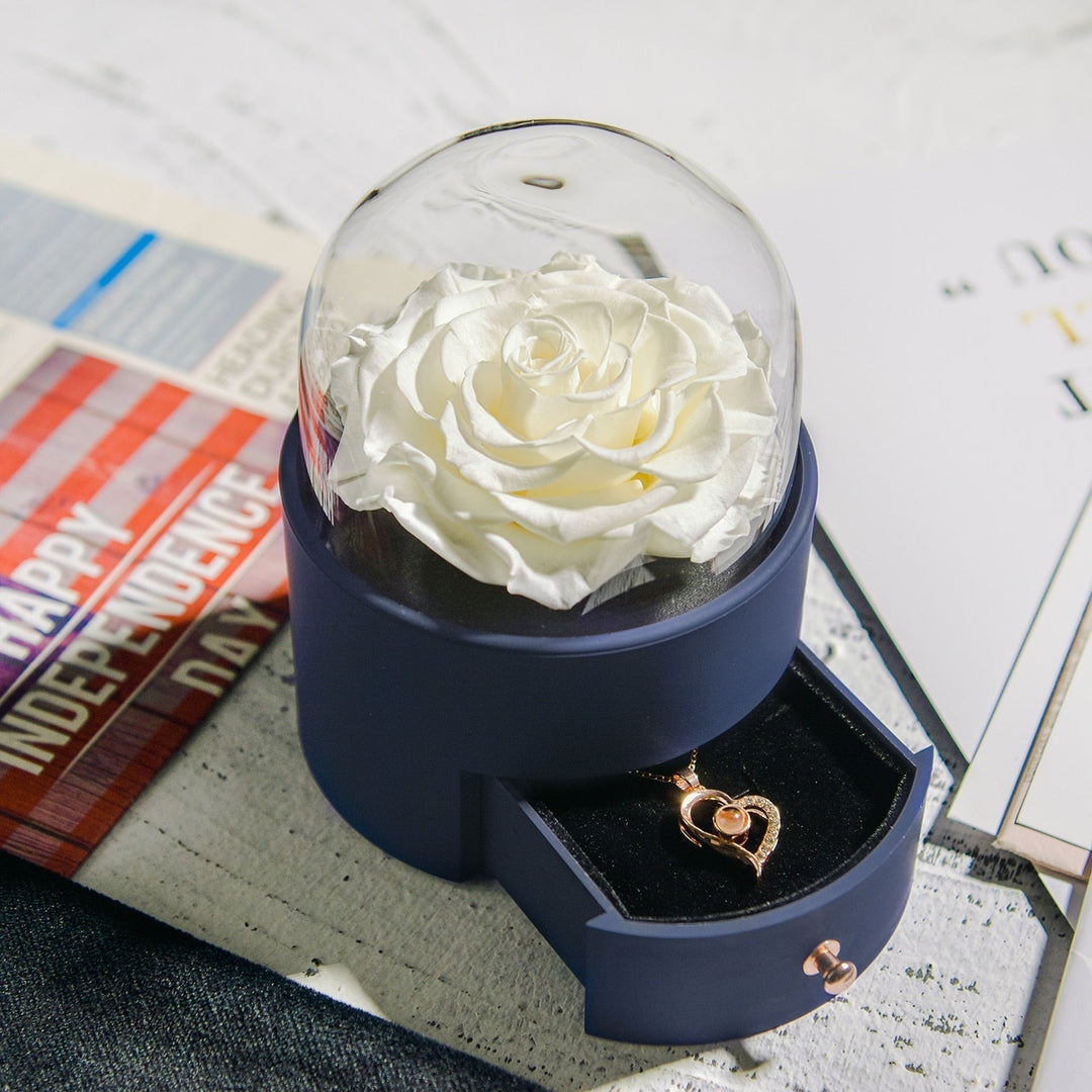 Karnz | Natürliche ewige Rose Halskette Schmuckbox