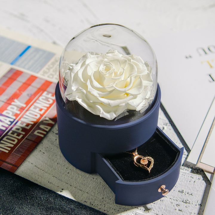 Karnz | Natürliche ewige Rose Halskette Schmuckbox