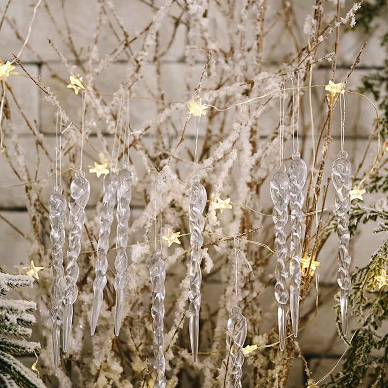 12 Stück Weihnachtsbaumdekoration Künstliche Eiszapfen | Karnz