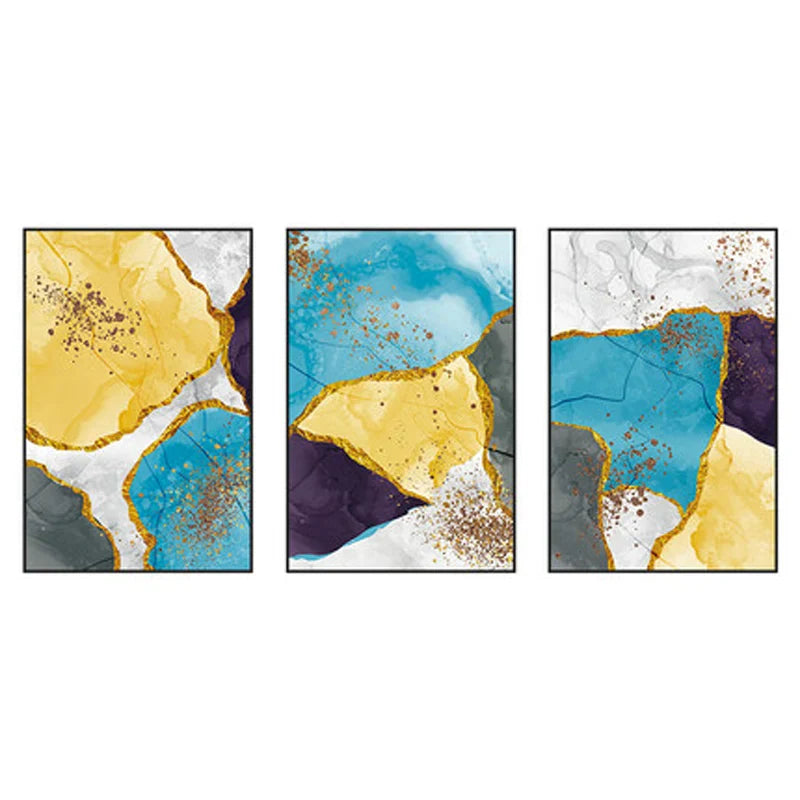 Abstrakte blaue gelbe graue Marmor Druck Wandkunst Fine Art Leinwanddrucke Bilder für moderne Wohnung Wohnzimmer Home Office Kunst Dekor