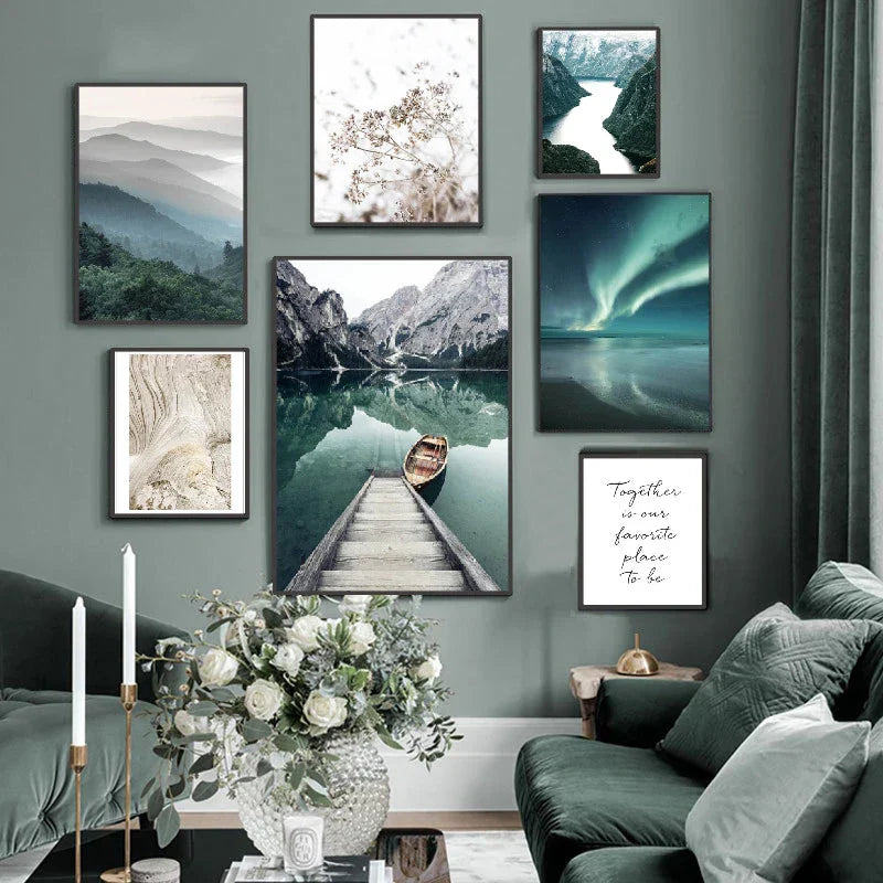 Bergsee Wildnis Landschaft Wandkunst Kunstdrucke Leinwand Poster Bilder von Ruhe für Wohnbereich Esszimmer Dekor
