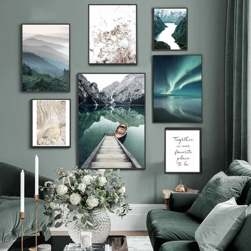 Bergsee Wildnis Landschaft Wandkunst Kunstdrucke Leinwand Poster Bilder von Ruhe für Wohnbereich Esszimmer Dekor