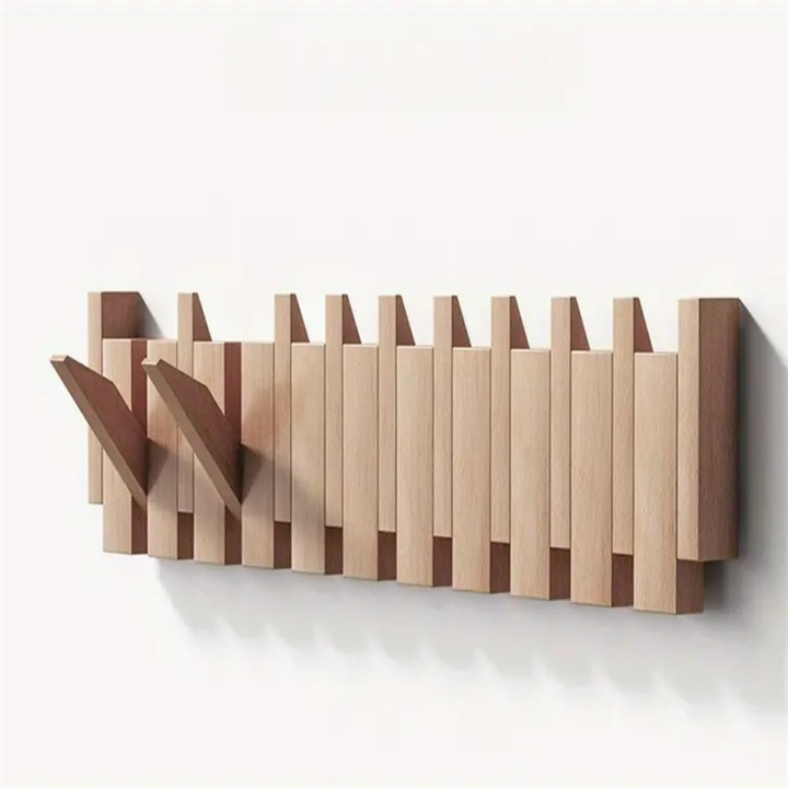 Holzgarderobe im Piano-Design mit klappbaren Haken | Karnz