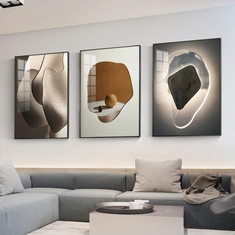 Moderne Ästhetik Abstracte Geometrie Wandkunst Feine Kunst Leinwanddrucke Bilder für luxuriöse Wohnung Wohnzimmer Esszimmer Eingang Foyer Kunst Dekor | Karnz