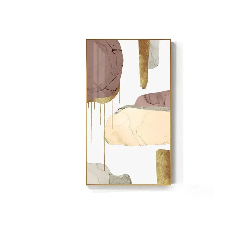 Neutrale Farben Mauve Beige Goldene abstrakte Wandkunst feine Kunst Leinwanddrucke Bilder für moderne Wohnung Wohnzimmer Luxusinteriors Kunst Dekor | Karnz
