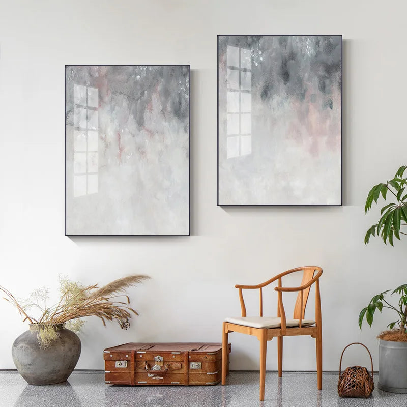 Abstracte Schattierungen von Pink Grau Minimalistische Wandkunst Feine Kunst Leinwanddrucke Bilder für moderne Wohnungen Wohnzimmer Kunst Dekor | Karnz