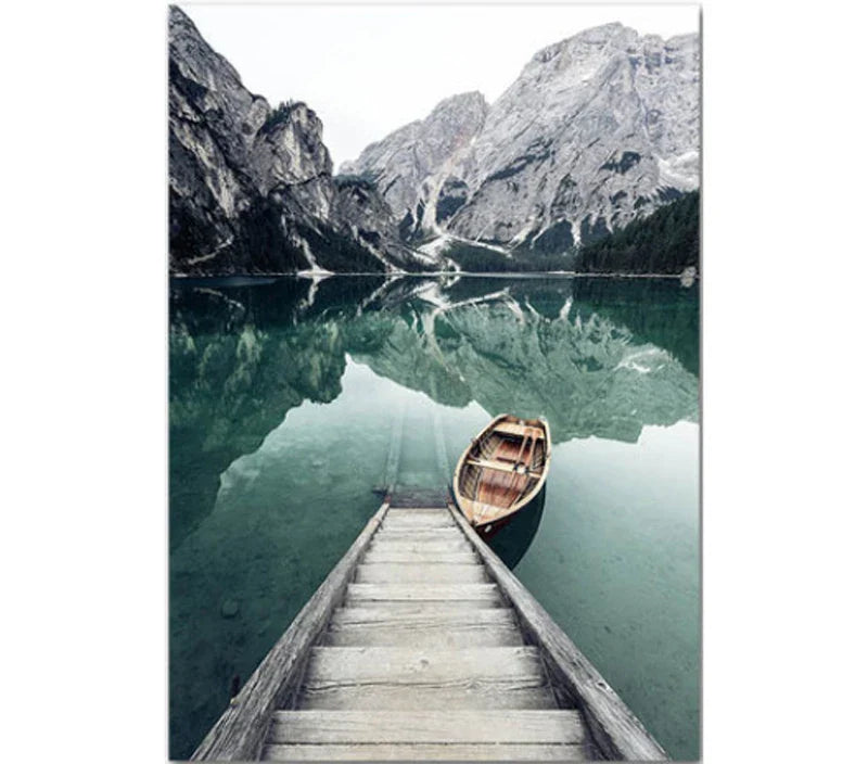 Bergsee Wildnis Landschaft Wandkunst Kunstdrucke Leinwand Poster Bilder von Ruhe für Wohnbereich Esszimmer Dekor