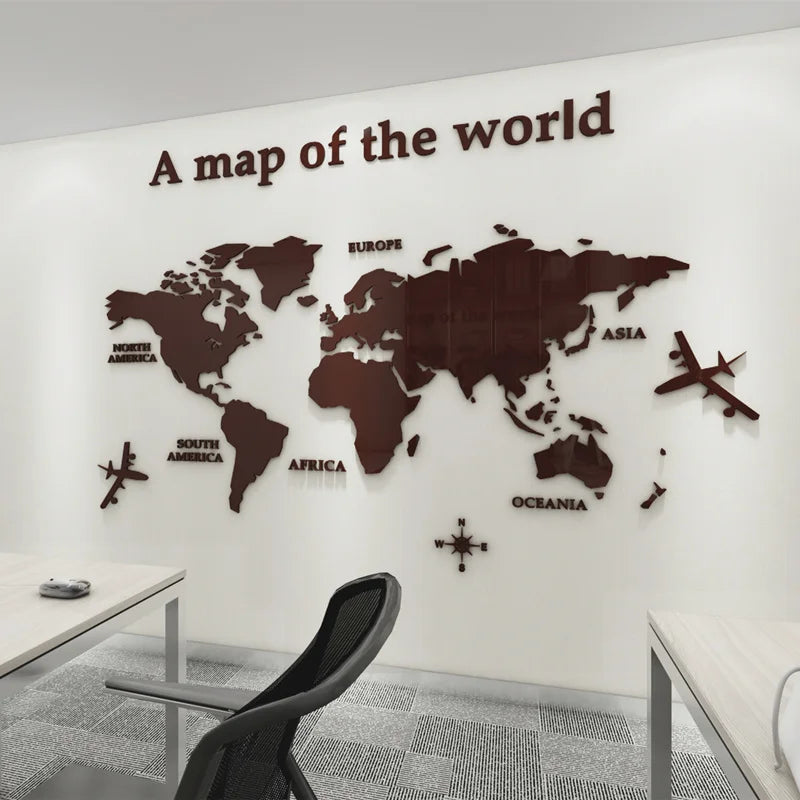 Weltkarte 3D Wandmural Kristallgespiegelte Acryl-Weltkarte Wandaufkleber für Büro Wohnzimmer Kinderzimmer kreative DIY Wohnkultur | Karnz
