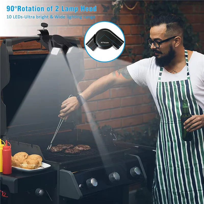 GrillLume LED-Grilllampe | 360° drehbar | Hitzebeständig & superhell | Für Grillen & Outdoor