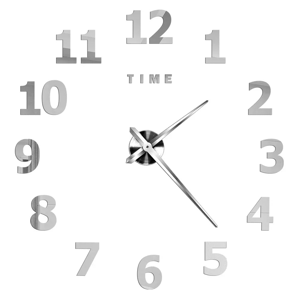 Große Wanduhr DIY 3D Selbstkleber Spiegel Acryl Wanduhr für Küche Esszimmer Wohnzimmer Kreative Wohnkultur | Karnz