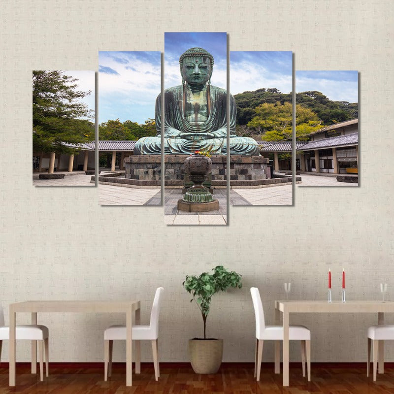5 Stück Abstract Der große Buddha von Kamakura - Leinwand Wandkunst Malerei