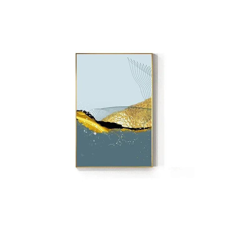 Blaue Goldene Minimalistische Wandkunst Feine Kunst Leinwanddrucke Skandinavische Abstrakte Bilder Für Moderne Wohnung Wohnzimmer Home Office Dekor