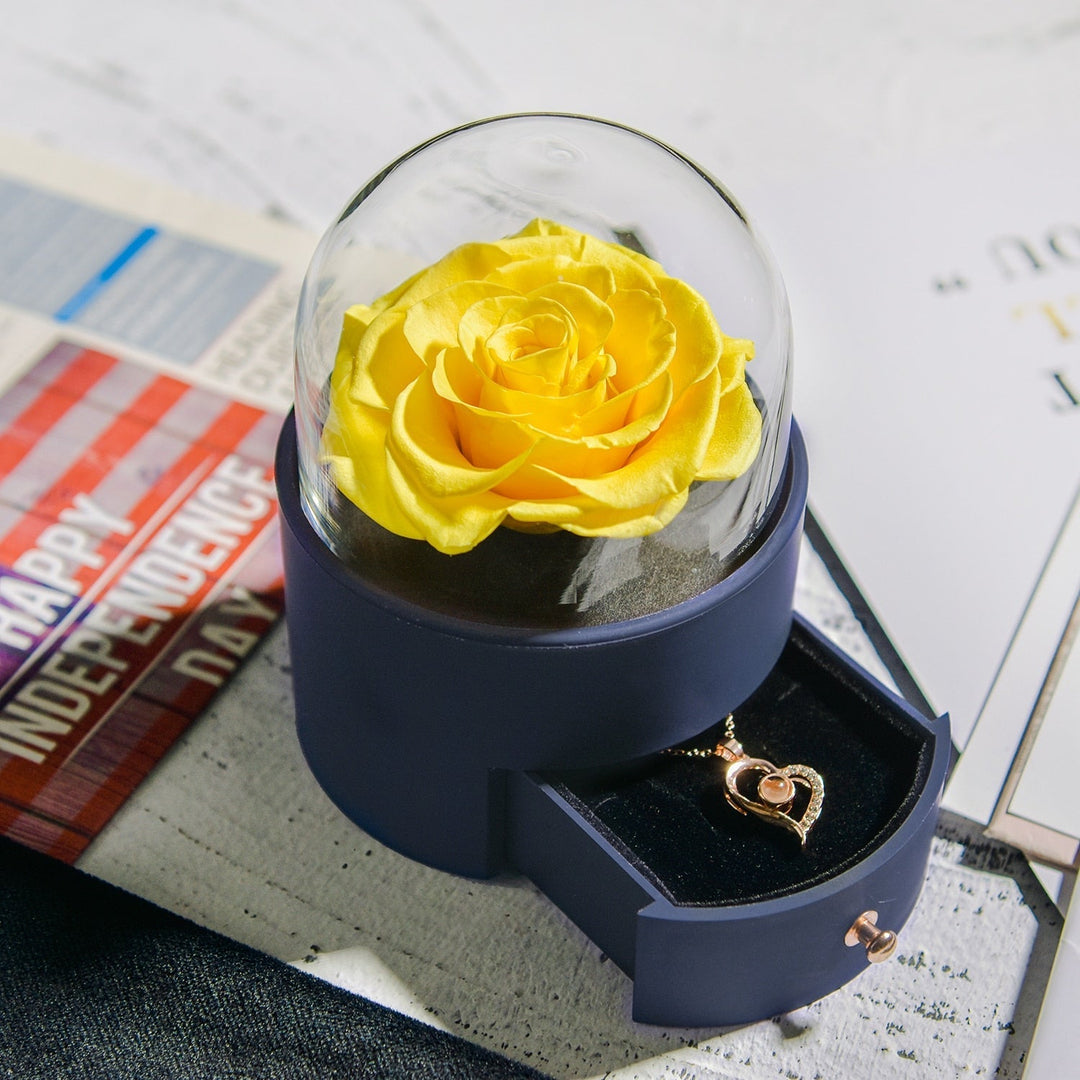Karnz | Natürliche ewige Rose Halskette Schmuckbox