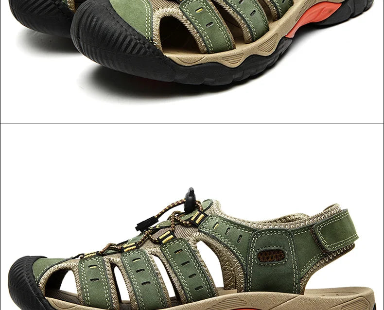 Sommer Herren Outdoor Sandalen Strand Schuhe Echtes Leder Trekking Wandern
