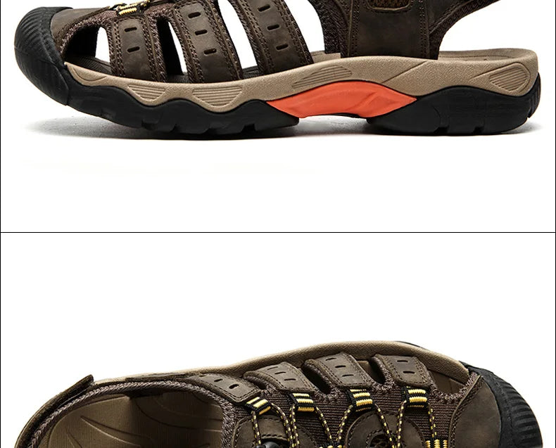 Sommer Herren Outdoor Sandalen Strand Schuhe Echtes Leder Trekking Wandern