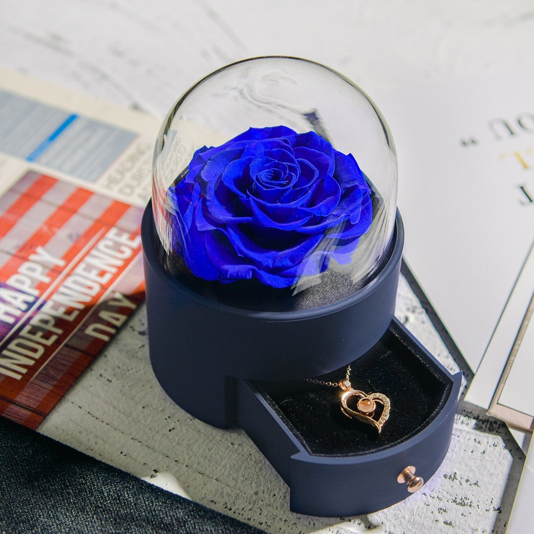 Karnz | Natürliche ewige Rose Halskette Schmuckbox