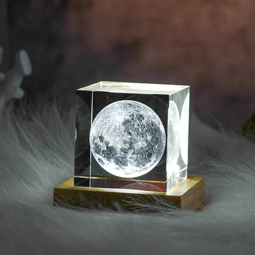 3D Kristallwürfel Mond Nachtlicht | Karnz