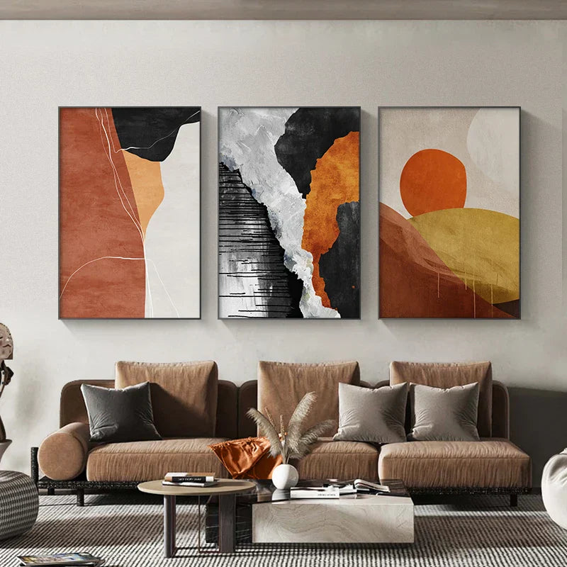 Auffällige Farbpaletten Zeitgenössische abstrakte Wandkunst Feine Kunst Leinwanddrucke Mittelpunkt Bilder für städtische Wohnung Wohnzimmer Kunst für modernes Wohnen