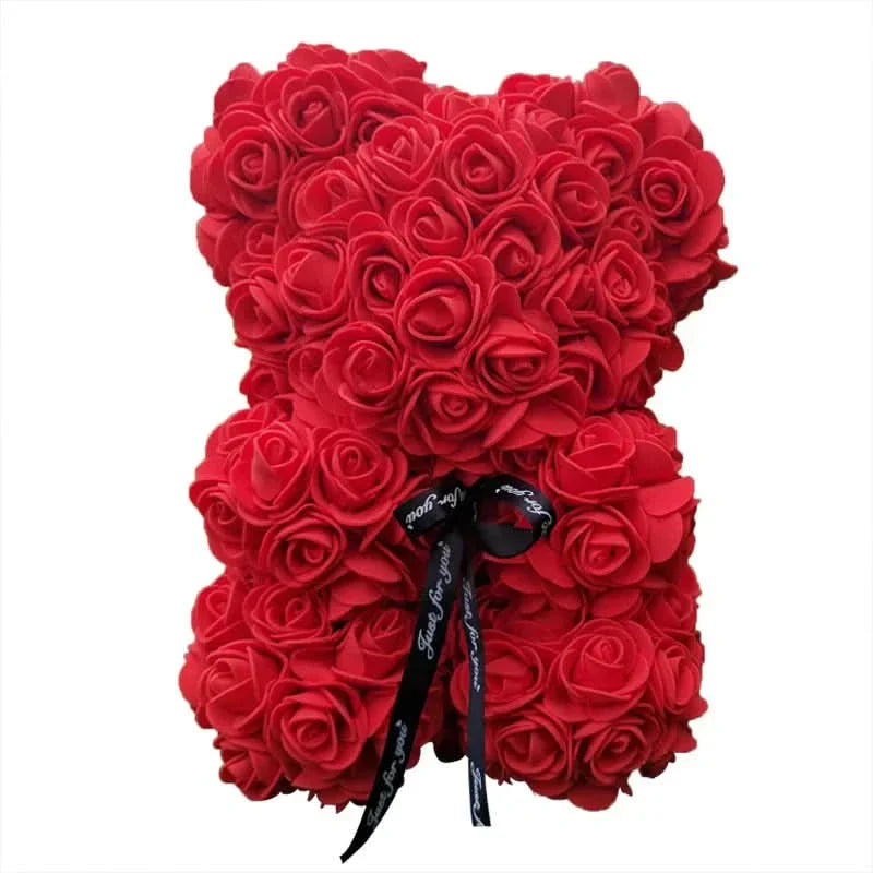 Rosen-Teddybär mit handgefertigten Schaumstoffrosen – 40 cm