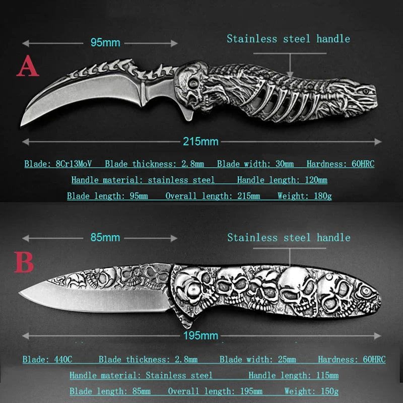 Taktisches Nigh Skull Faltbares Taschenmesser | Karnz