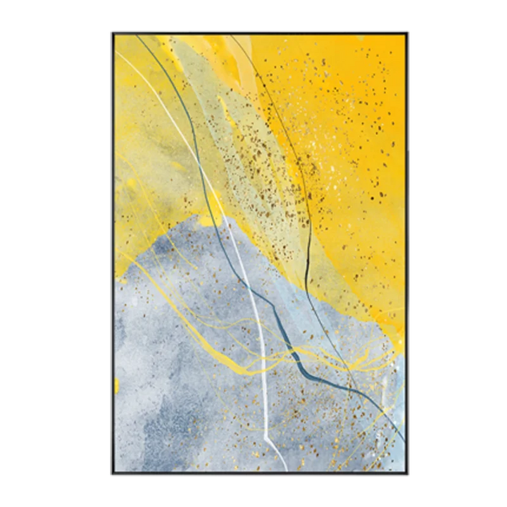 Abstrakte blaue gelbe graue Marmor Druck Wandkunst Fine Art Leinwanddrucke Bilder für moderne Wohnung Wohnzimmer Home Office Kunst Dekor