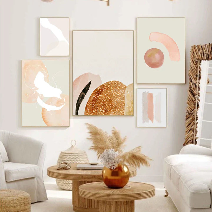 Minimalistische Pastell-Aquarell-Wandkunst Feine Kunst Leinwanddrucke Modern abstrakte nordische Bilder für Wohn- und Schlafzimmer Kunstdekoration | Karnz