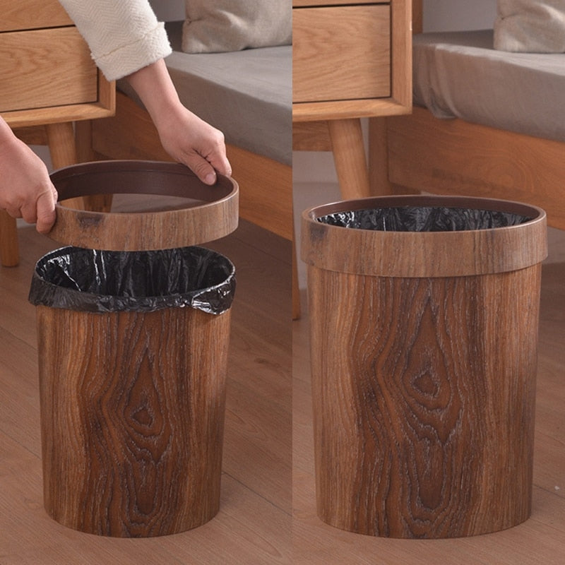 Eleganter Retro Holzmaserung Mülleimer | Karnz