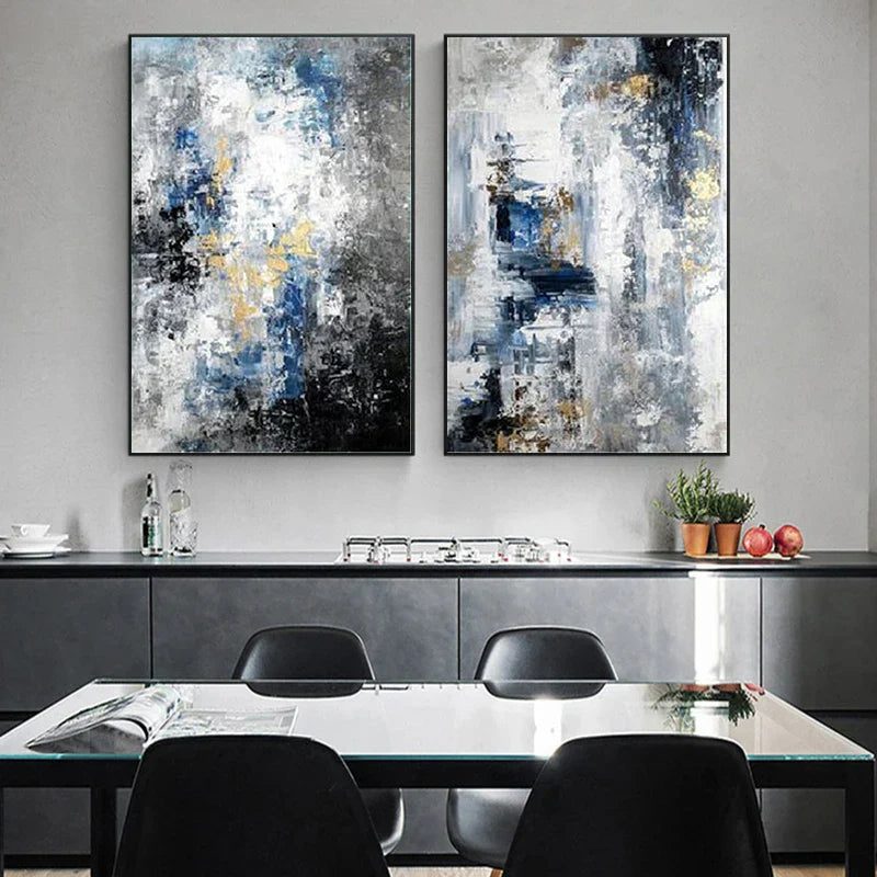 Blaustich Grau Zeitgenössische Abstrakte Wandkunst Fine Art Leinwanddrucke Poster Bilder Für Wohnzimmer Home Office Kunst Dekor | Karnz