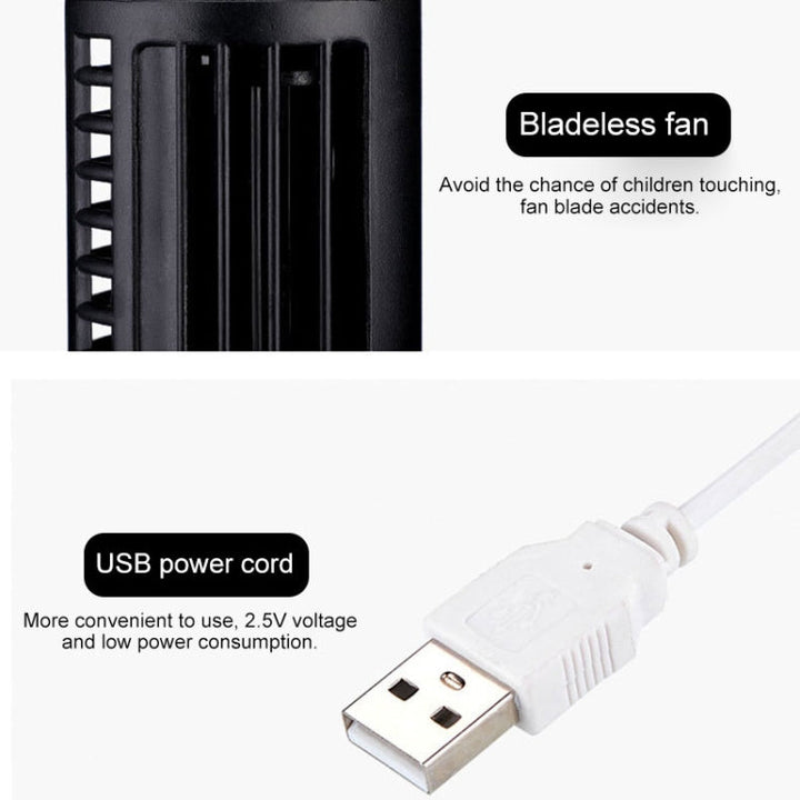 Tower Typ USB Elektrischer Ventilator Blattloser Klimaanlagenventilator (Schwarz) | Karnz