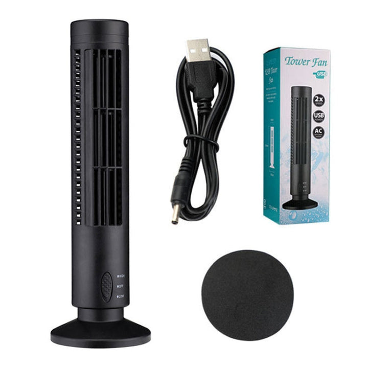 Tower Typ USB Elektrischer Ventilator Blattloser Klimaanlagenventilator (Schwarz) | Karnz