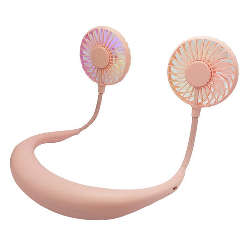 Kreativer Mini-Hängende Hals Typ Ventilator Außen LED Ventilator (Pink) | Karnz