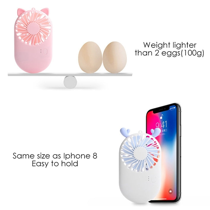 Tragbarer Mini USB-Lade-Taschenventilator mit 3 Geschwindigkeitssteuerung (Weiß) | Karnz
