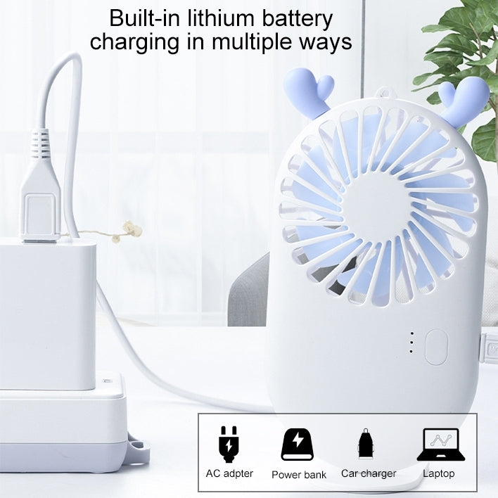 Tragbarer Mini USB-Lade-Taschenventilator mit 3 Geschwindigkeitssteuerung (Weiß) | Karnz