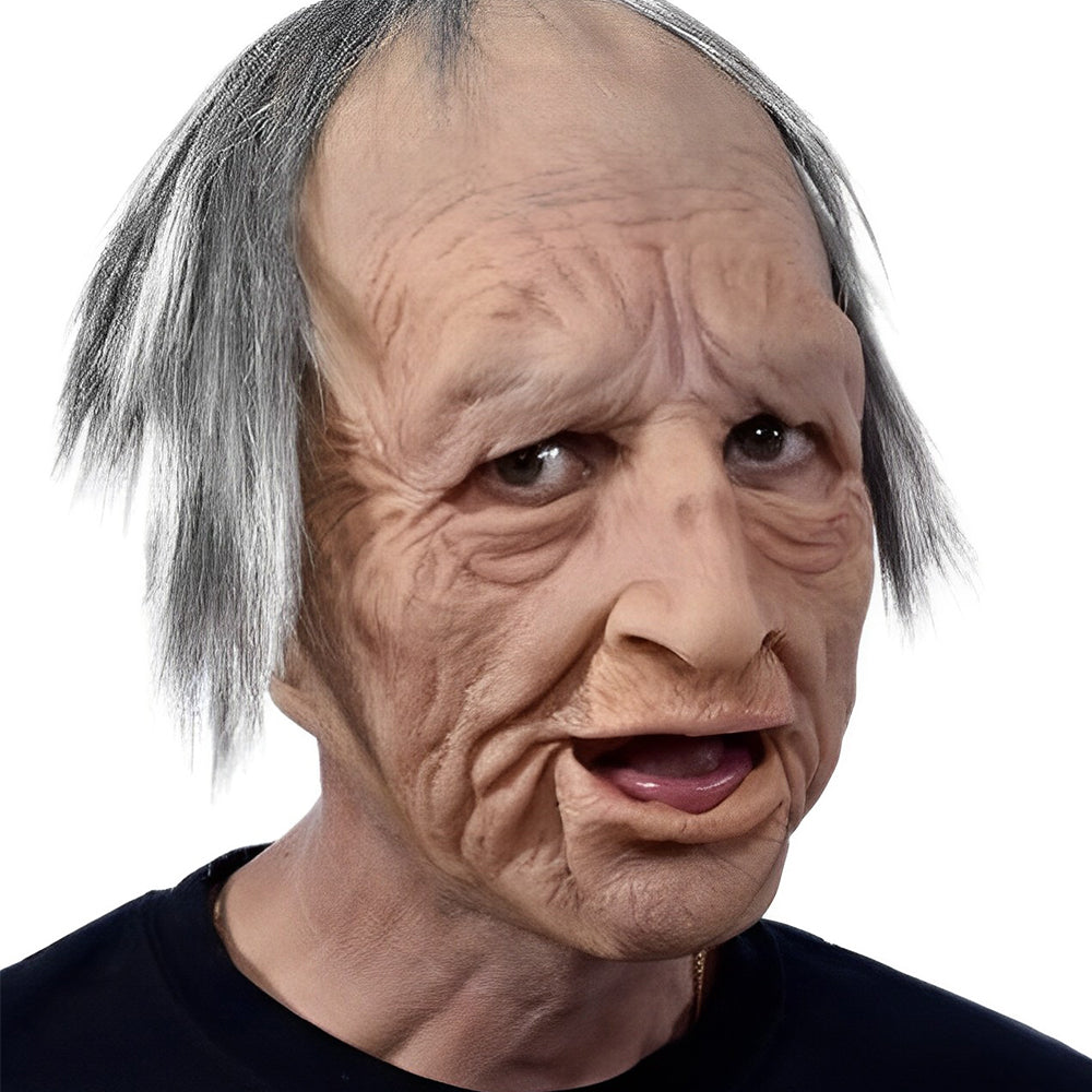 Realistisches Altenmann-Maske – Halloween und Cosplay Latexmaske mit beweglichem Mund | Karnz