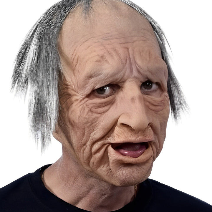 Realistisches Altenmann-Maske – Halloween und Cosplay Latexmaske mit beweglichem Mund | Karnz