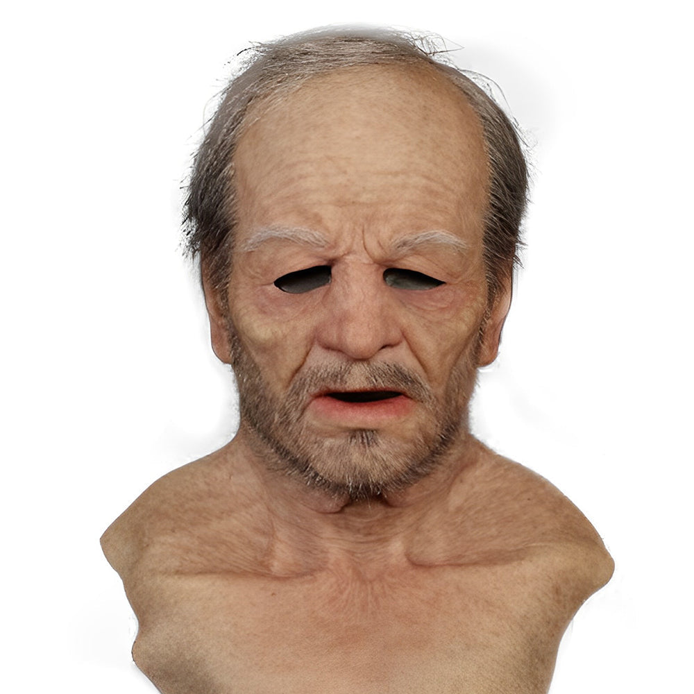 Realistisches Altenmann-Maske – Halloween und Cosplay Latexmaske mit beweglichem Mund | Karnz