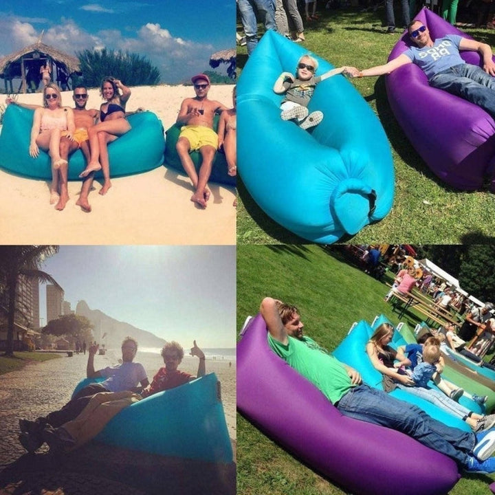 Sandsberg | Aufblasbares Lounger Polyestergewebe Kompressionsluftkissentsofa für Strand / Reisen / Gastgewerbe / Angeln, Größe: 185cm x 75cm x 50cm, Normale Qualität (Orange)