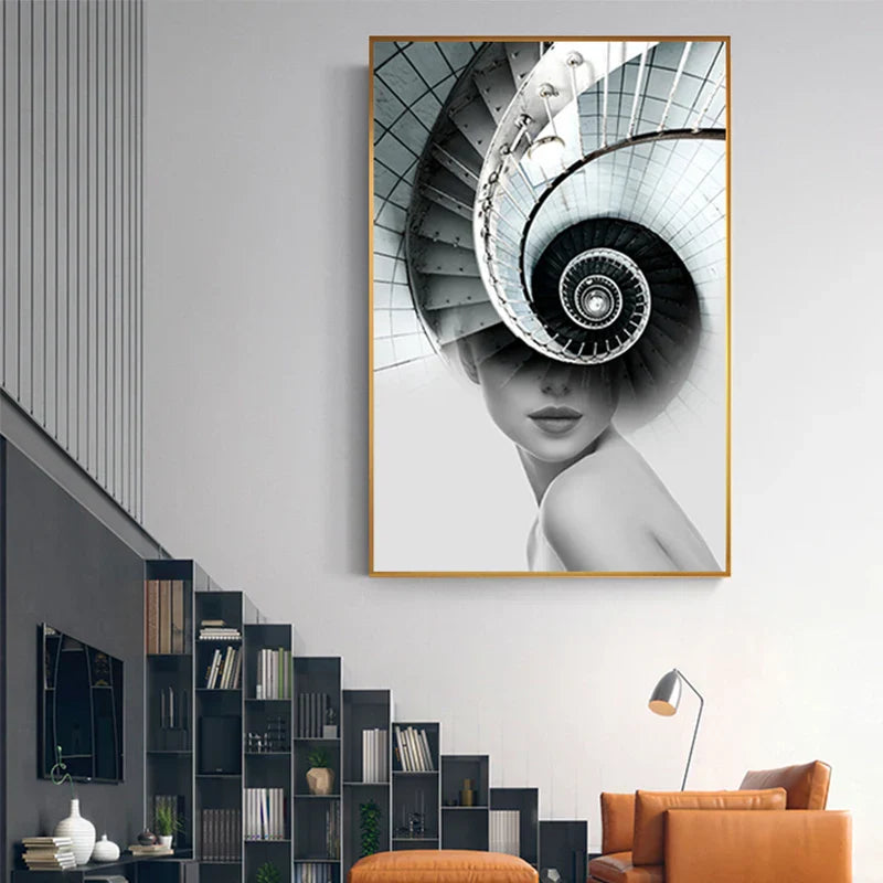 Abstrakte Mode Architektonische Mode Wandkunst Fine Art Leinwanddrucke Bilder Für Moderne Wohnung Wohnzimmer Büro Dekor | Karnz