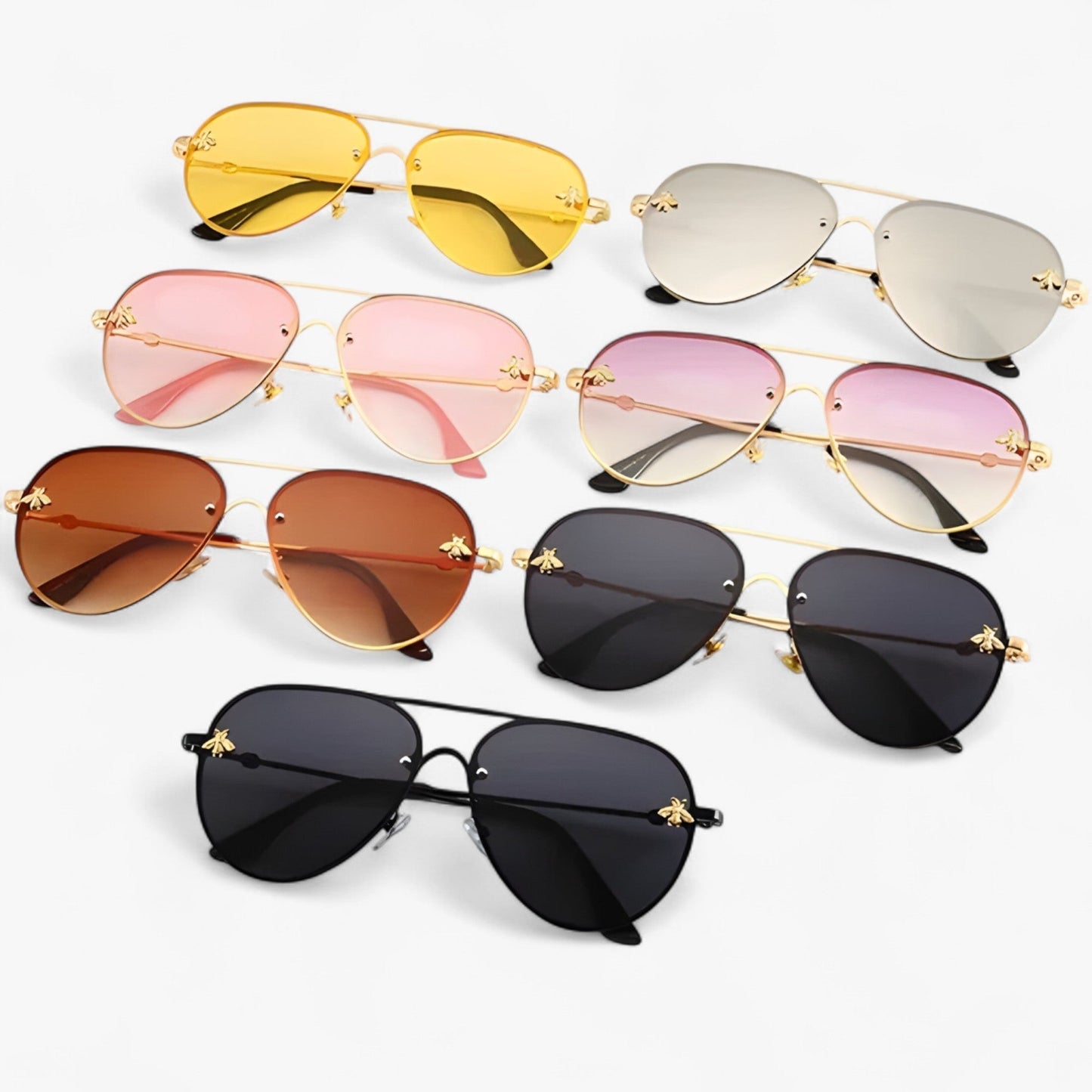 Vintage-Pilotensonnenbrille mit Bienenmotiv – Halcyon | Karnz