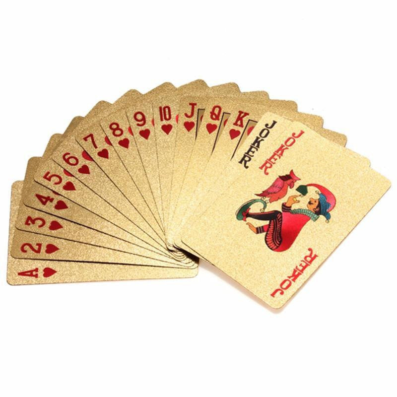 24K vergoldete Spielkarte mit Holz - Style Box